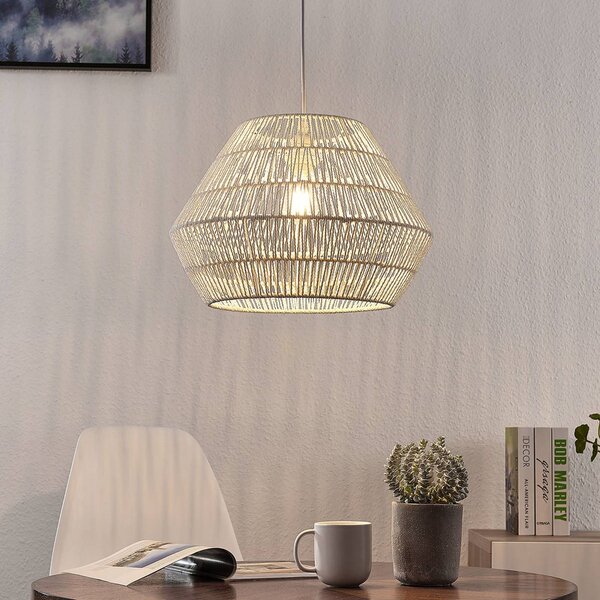 Lampa wisząca Ottavio Lindby, możliwość ściemniania, biały / opal, salon / jadalnia, papier / lunolit / lunopal, nowoczesny
