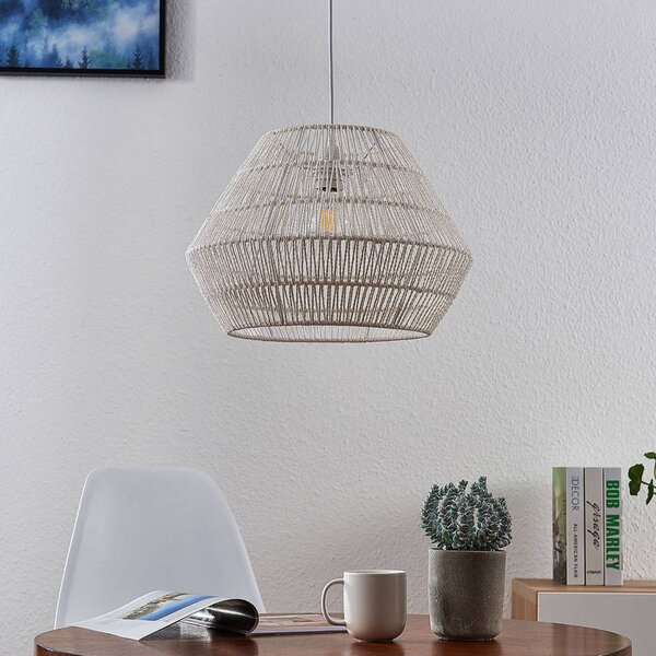 Lampa wisząca Ottavio Lindby, możliwość ściemniania, biały / opal, salon / jadalnia, papier / lunolit / lunopal, nowoczesny