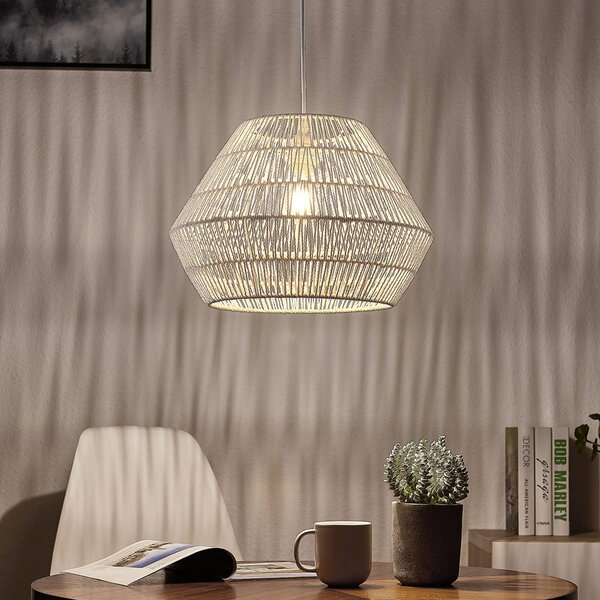 Lampa wisząca Ottavio Lindby, możliwość ściemniania, biały / opal, salon / jadalnia, papier / lunolit / lunopal, nowoczesny
