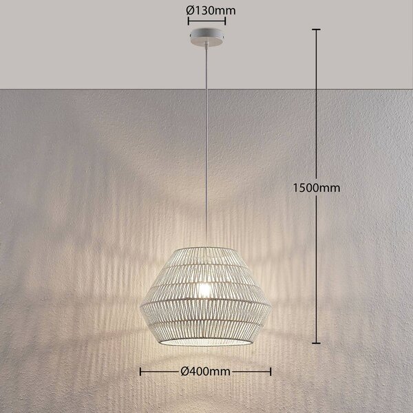 Lampa wisząca Ottavio Lindby, możliwość ściemniania, biały / opal, salon / jadalnia, papier / lunolit / lunopal, nowoczesny