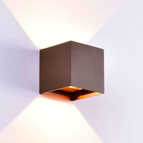 Mantra Iluminación Kinkiet zewnętrzny LED Davos, możliwość ściemniania, brązowy / rdzawy, aluminium