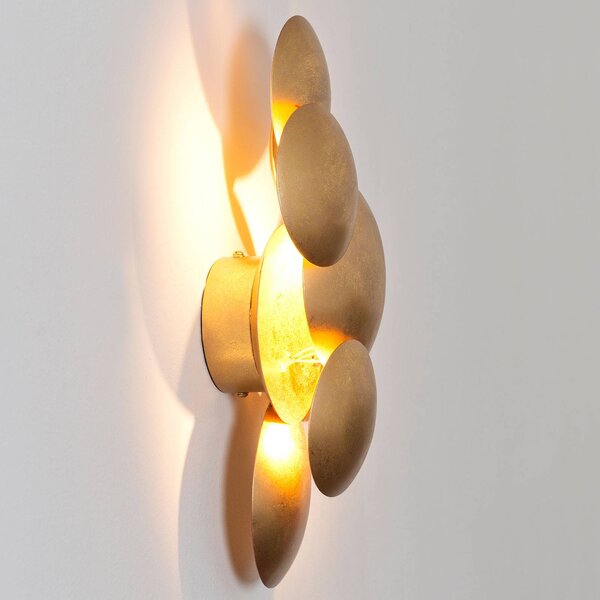 Holländer Kinkiet designerski Bolladaria, możliwość ściemniania, mosiężny / złoty, salon / jadalnia, metal, design