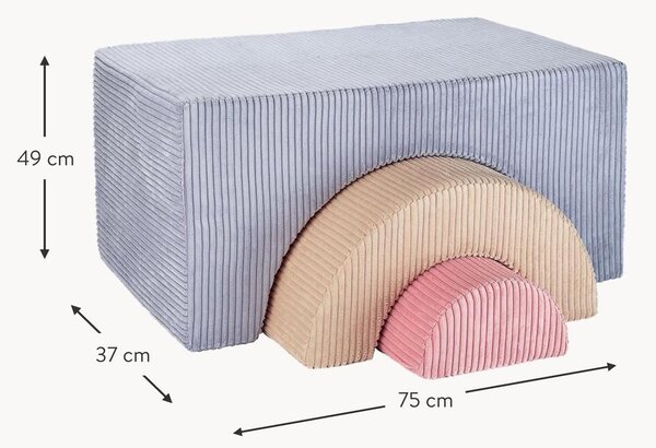 Komplet pufów ze sztruksu dla dzieci Rainbow, 3 elem
