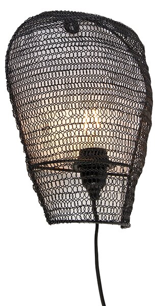 Orientalny Kinkiet / Lampa scienna czarny 35 cm - Nidum Oswietlenie wewnetrzne