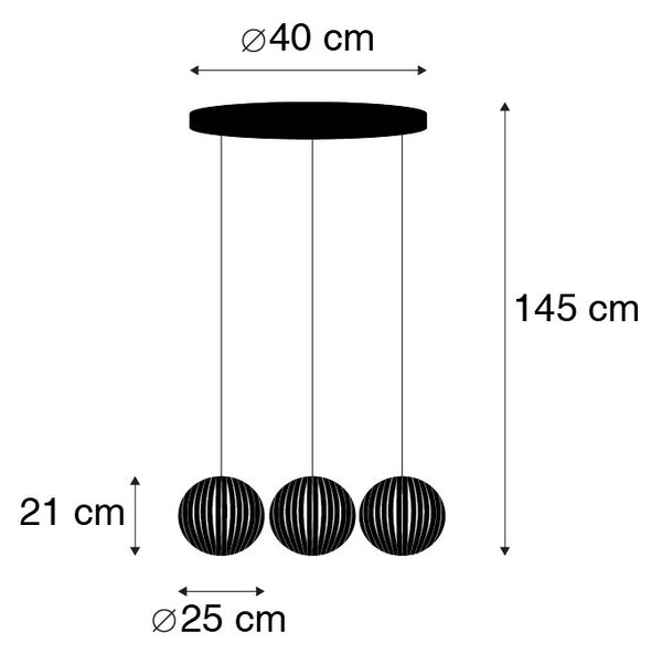 Nowoczesna lampa wisząca czarna 3-punktowa - Zoë