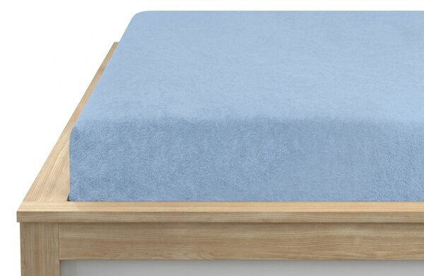 Prześcieradło frotte jasnoniebieskie 90 x 200 cm