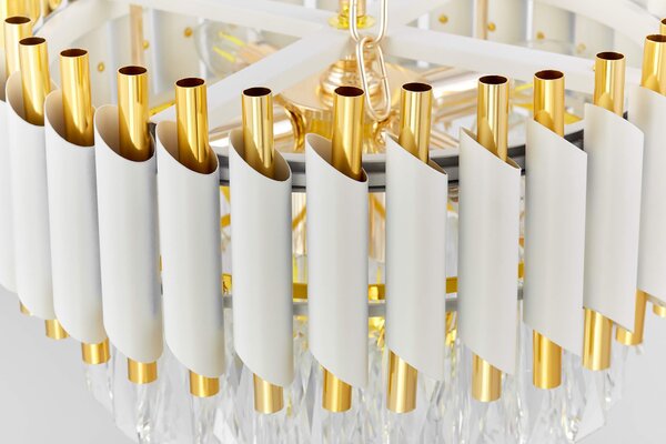 LAMPA WISZĄCA ŻYRANDOL KRYSZTAŁOWY BIAŁO-ZŁOTY MAZINI D40