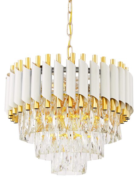 LAMPA WISZĄCA ŻYRANDOL KRYSZTAŁOWY BIAŁO-ZŁOTY MAZINI D40