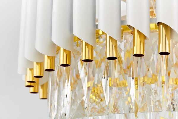 LAMPA WISZĄCA ŻYRANDOL KRYSZTAŁOWY BIAŁO-ZŁOTY MAZINI D40