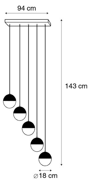 Industrialna lampa wisząca brązowa z drewnem 5-świateł - Haicha