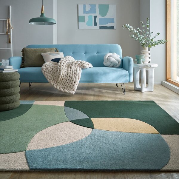 Zielony wełniany dywan tkany ręcznie 120x170 cm Glow Green & Blue – Flair Rugs
