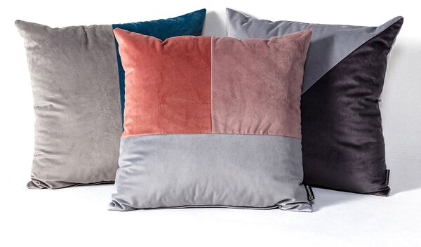 Poduszka Patchwork kwadratowa pink grey lilac