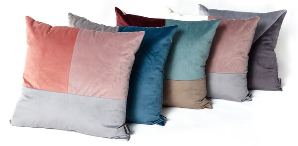 Poduszka Patchwork kwadratowa pink grey lilac