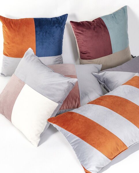 Poduszka Patchwork kwadratowa pink grey white