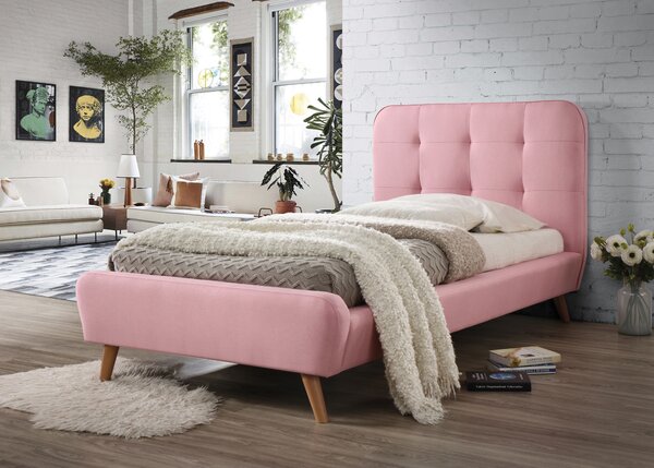 Łóżko tapicerowane TIFFANY 90 x 200 cm, różowe Bez matraca: Bez matraca