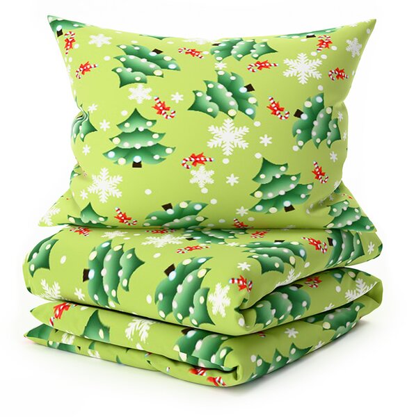 Pościel z mikrofibry CHRISTMAS TREE zielona Rozmiar pościeli: 70 x 90 cm | 140 x 200 cm