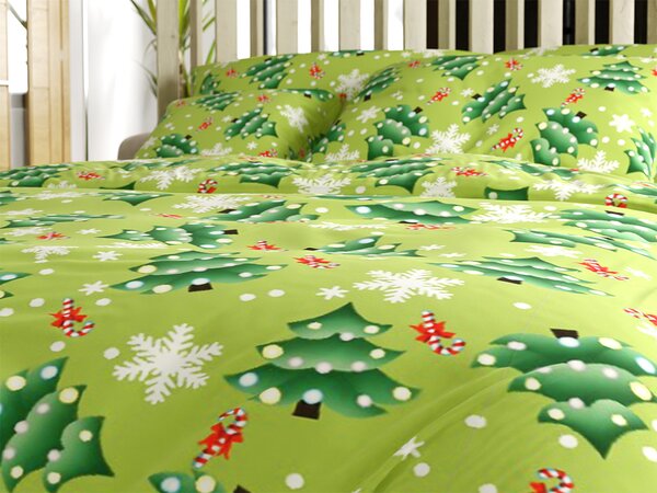 Pościel z mikrofibry CHRISTMAS TREE zielona Rozmiar pościeli: 70 x 90 cm | 140 x 200 cm