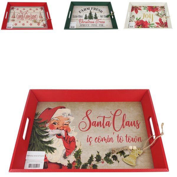 Świąteczna drewniana taca CHRISTMAS - różne warianty Wersja: Candy canelane