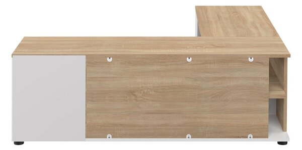 Biała szafka pod TV w dekorze dębu 130x46 cm Angle – TemaHome