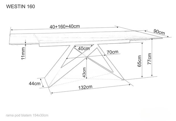 Czarny stół jadalniany WESTIN I (160-240)X90, rozkładany