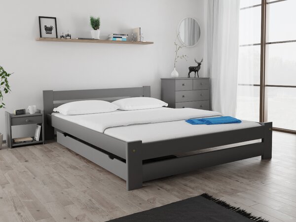 Łóżko OLA 140 x 200 cm, szare Ruszt: Bez rusztu, Bez matraca: Materac Deluxe 15 cm
