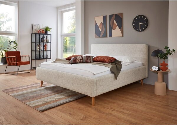 Beżowe tapicerowane łóżko dwuosobowe bez stelaża 180x200 cm Mattis – Meise Möbel