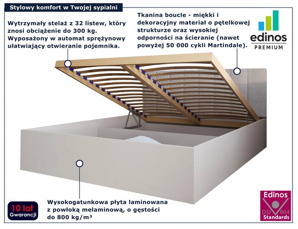 Beżowe łóżko z beżowym zagłówkiem włochacz 160x200 L5-L99