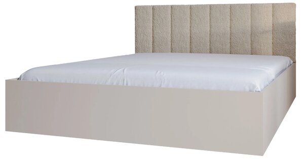 Beżowe łóżko z beżowym zagłówkiem włochacz 160x200 L5-L99