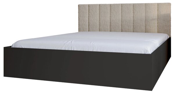 Czarne łóżko z zagłówkiem tapicerowanym boucle 90x200 F9-R73
