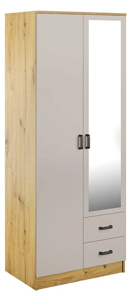 Skandynawska szafa z lustrem dąb artisan + kaszmir D6-F89