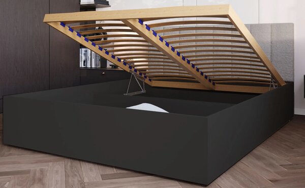 Czarne łóżko z zagłówkiem tapicerowanym boucle 90x200 F9-R73
