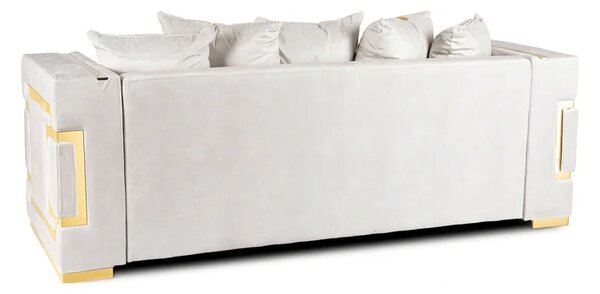 Sofa PALLAZO 3S Trzyosobowa Kremowo/Złota Welurowa Glamour