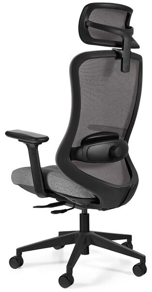 Ergonomiczne krzesło Adapta Grey z zagłówkiem, zgodne z normą BHP