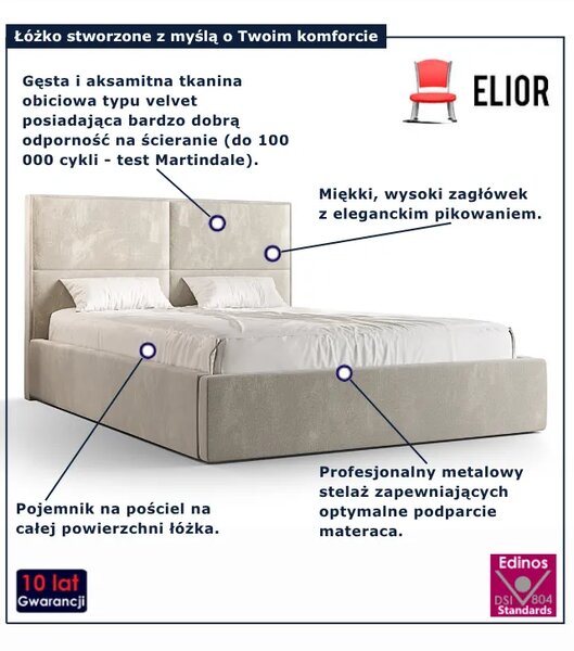 Beżowe tapicerowane łóżko pikowane 4 rozmiary S8-B11