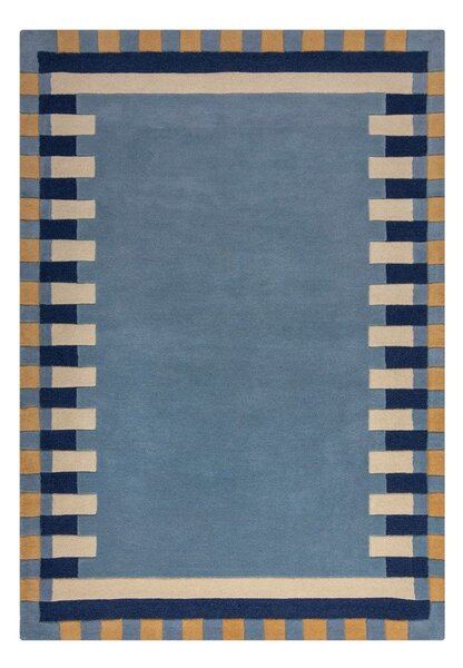 Niebieski wełniany dywan tkany ręcznie 120x170 cm Kai Wool Border – Flair Rugs