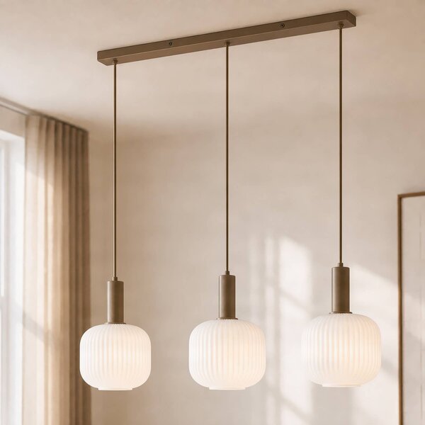 Lampa wisząca Evey NOLA, możliwość ściemniania, kremowy / amber, salon / jadalnia, szkło, skandynawski