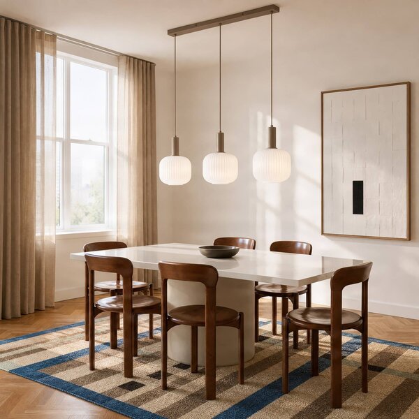 Lampa wisząca Evey NOLA, możliwość ściemniania, kremowy / amber, salon / jadalnia, szkło, skandynawski