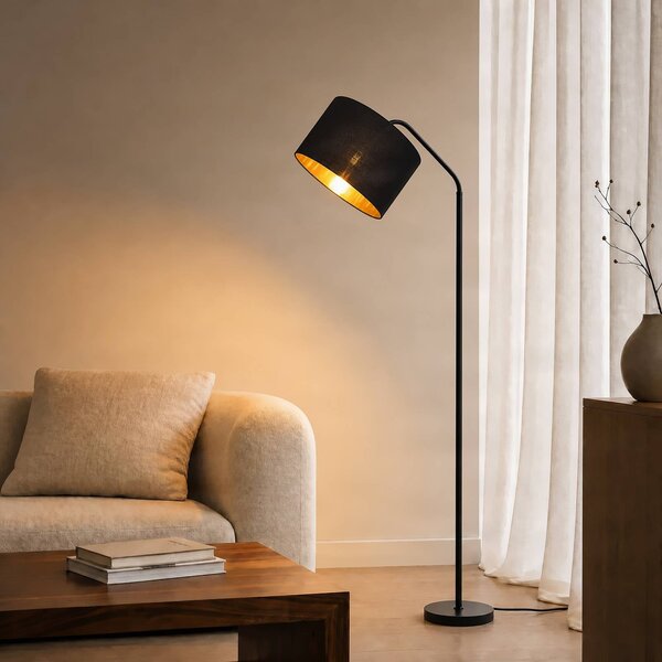 Lampa stojąca Siovan Lindby, czarny, salon / jadalnia, metal, nowoczesny