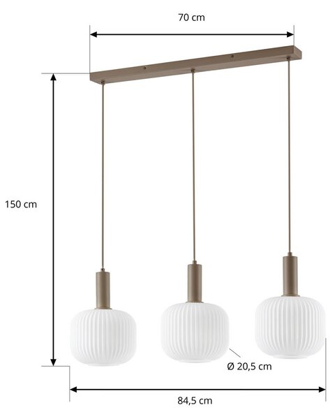 Lampa wisząca Evey NOLA, możliwość ściemniania, kremowy / amber, salon / jadalnia, szkło, skandynawski