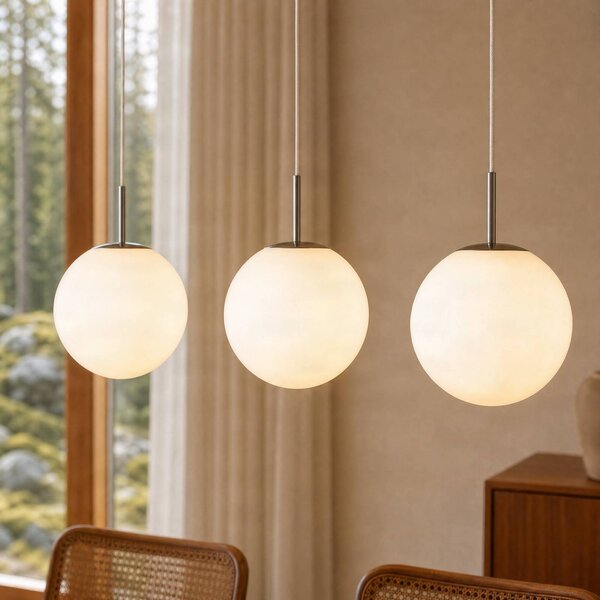 Lampa wisząca Marike Lindby, możliwość ściemniania, biały / opal, salon / jadalnia, szkło, nowoczesny