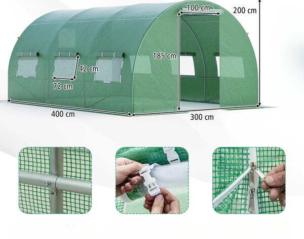Szklarnia foliowa z metalową ramą 4 x 3 x 2m