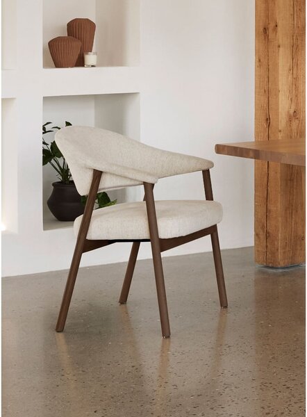 Kremowe fotele jadalniane zestaw z podłokietnikami 2 szt. z litego drewna dębowego Elk – Unique Furniture