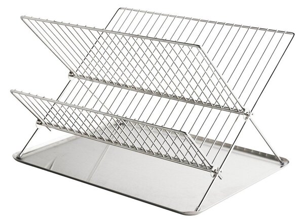 Metalowy ociekacz dwupiętowy w kolorze srebra z połyskiem 41x31 cm Dry-It – Mette Ditmer Denmark