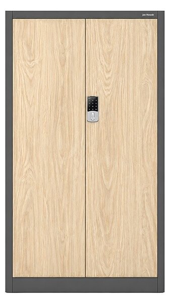 Szafa biurowa na akta otwierana na szyfr Eco Design Daniel 90x40x185 cm, antracyt/dąb sonoma