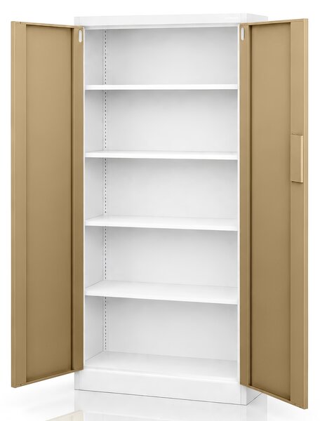 Szafa biurowa na akta otwierana na szyfr Eco Design Daniel 90x40x185 cm, biały/orzech
