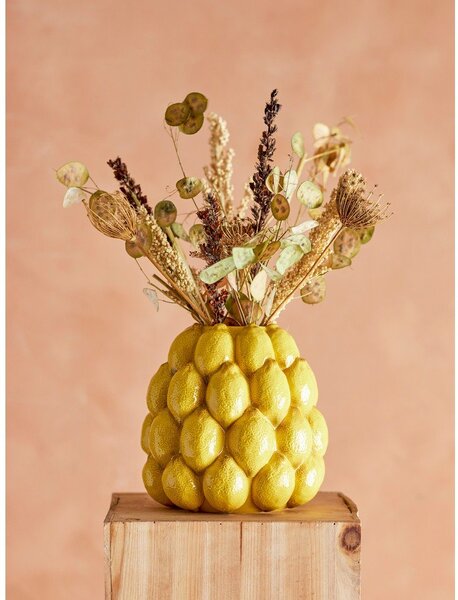 Żółty kamionkowy ręcznie malowany wazon (wysokość 22 cm) Limone – Bloomingville