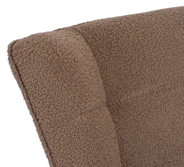 Fotel Bujany Uszak JACKSON Brązowy Boucle Nowoczesny