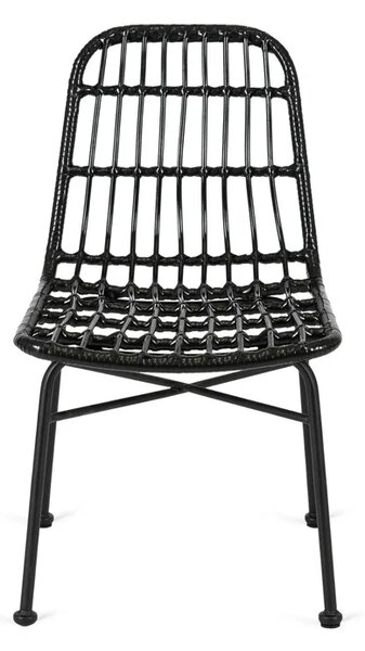 Zestaw Mebli Ogrodowych Stół ARGOS 140-180 cm Ciemnoszary Dąb/Czarny i 4x Krzesło WALDI Czarne