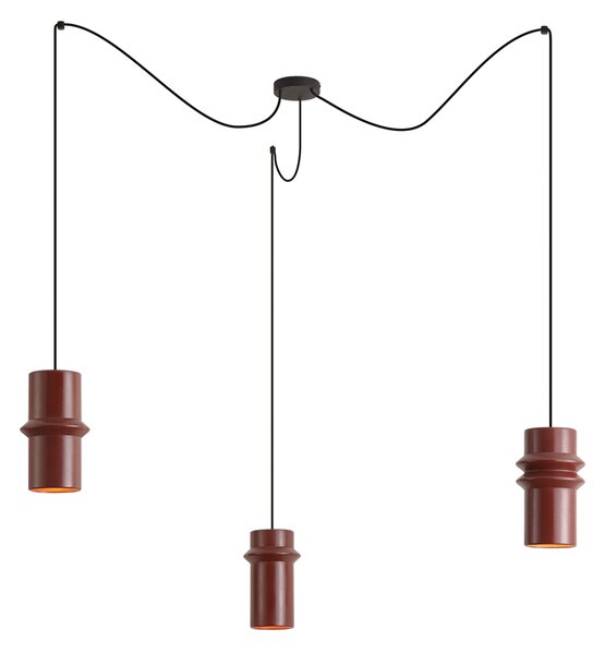 Retro Lampa Wisząca Czerwona z Czarnymi 3-punktami Światła - Monti