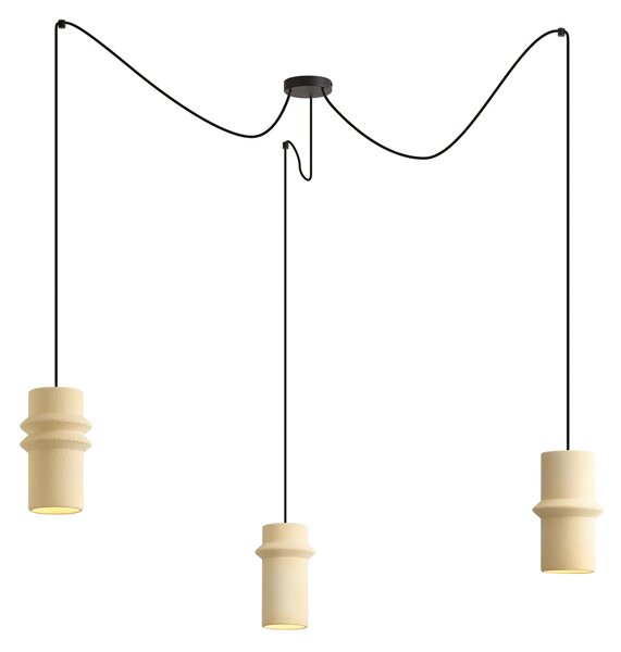 Retro Lampa Wisząca Beżowa 3-punktowa - Monti
